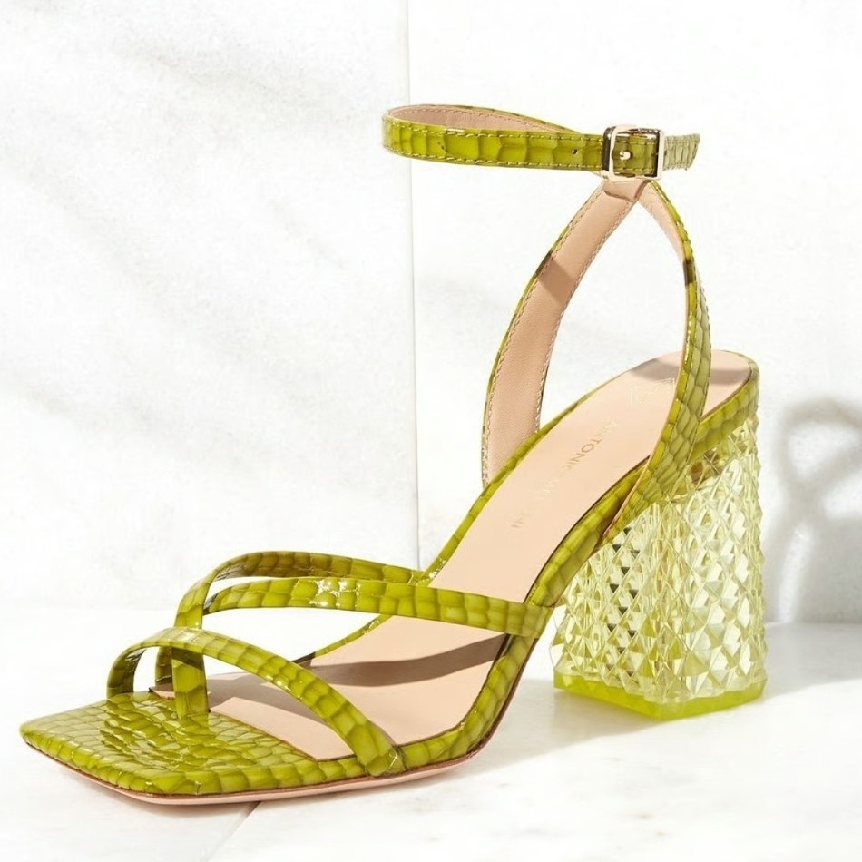 Antonio Melani Green Strappy Block Heel Heels 10